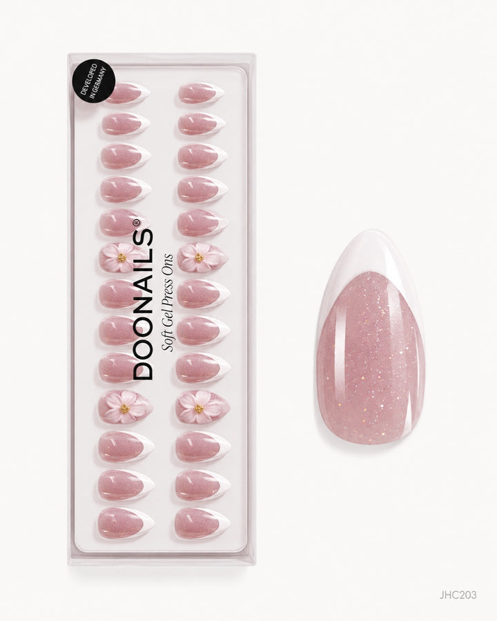 Vit fransk & rosa blommor – mellan mandel – förpackning – JHC203