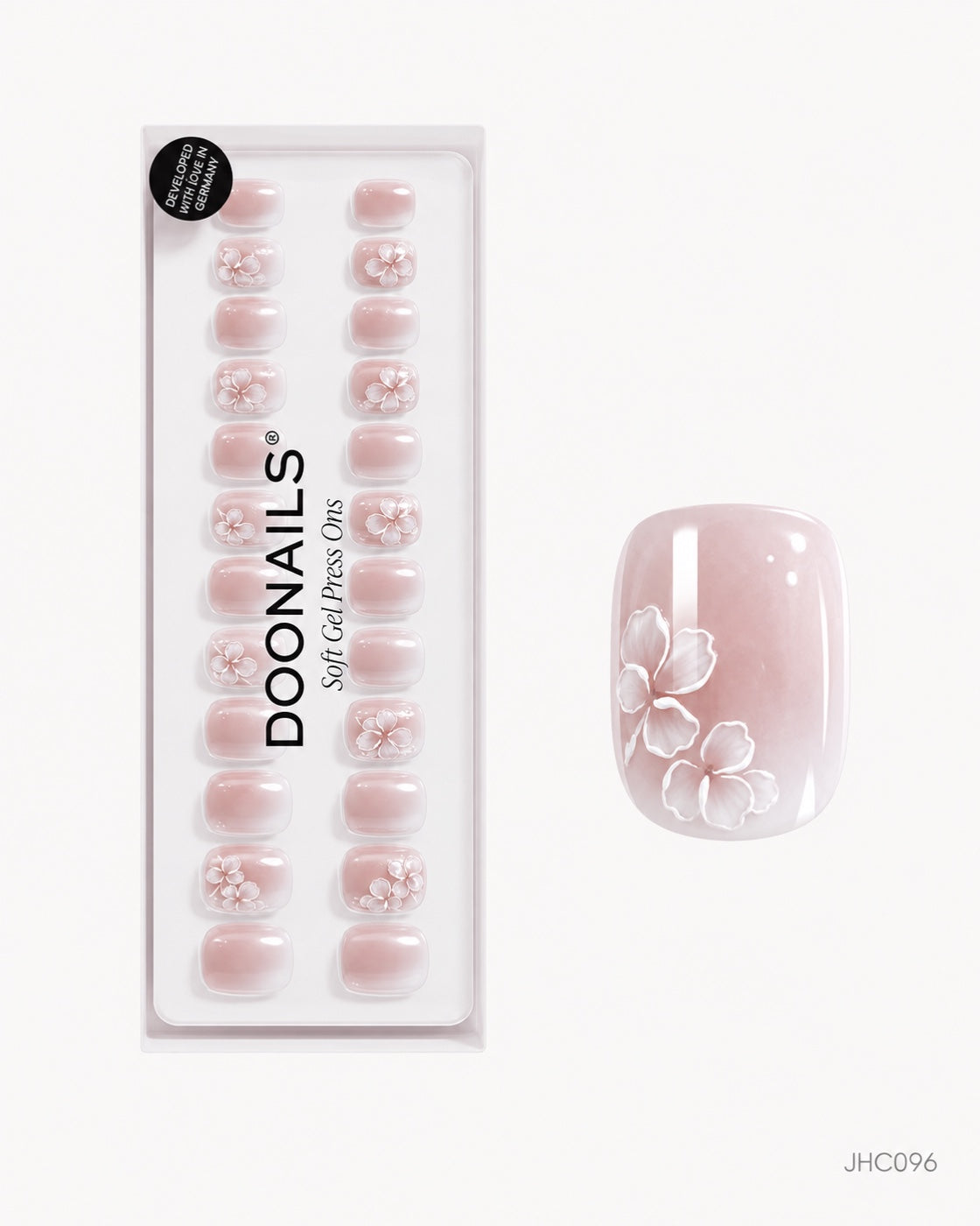 Vit ombré & blomster – kort fyrkantig – förpackning – JHC096