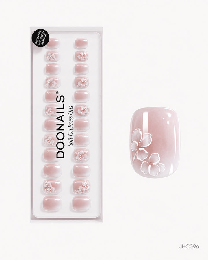 Vit ombré & blomster – kort fyrkantig – förpackning – JHC096