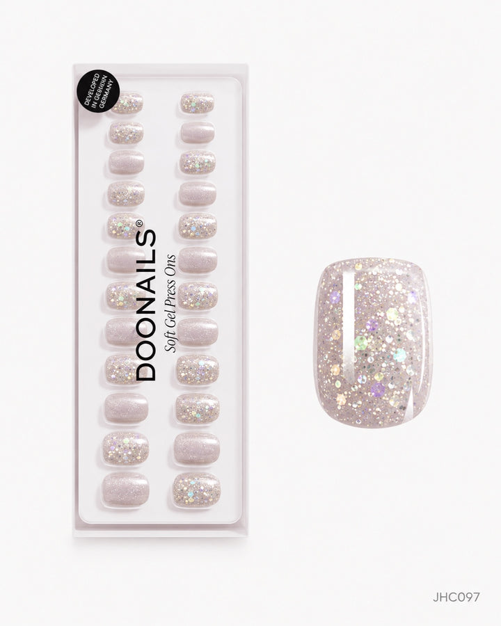 Ljus glittermix – kort fyrkantig – förpackning – JHC097