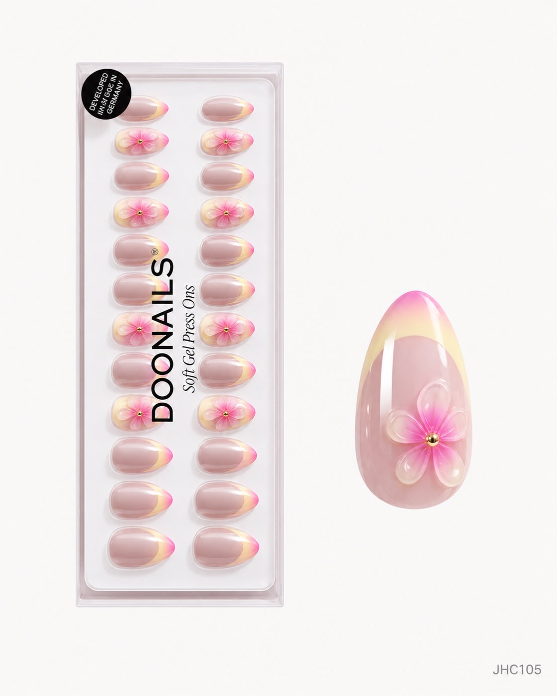 Gulrosa blomsterfransk – mellan mandel – förpackning – JHC105