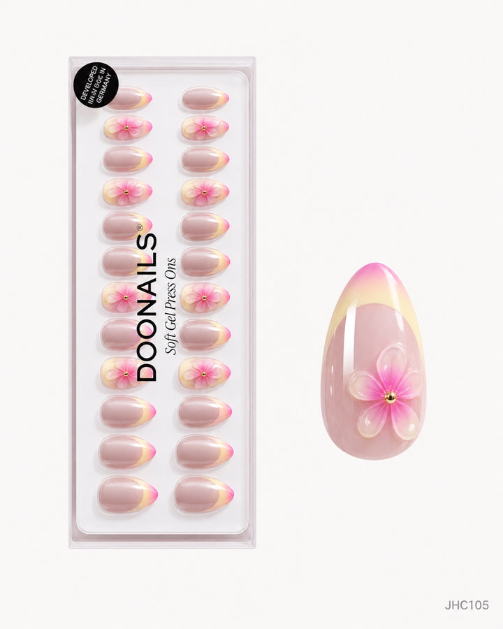 Gulrosa blomsterfransk – mellan mandel – förpackning – JHC105