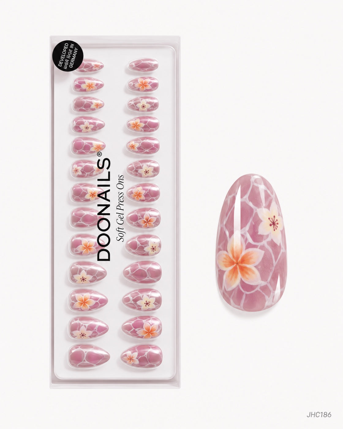 Lila blomster – lång mandel – förpackning – JHC186