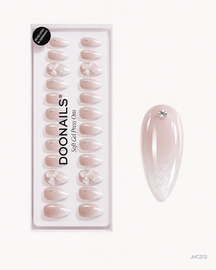 Vit ombré & rosetter – lång mandel – förpackning – JHC202