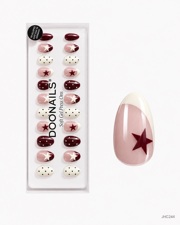 Vinröda stjärnor – mellan mandel – förpackning – JHC244