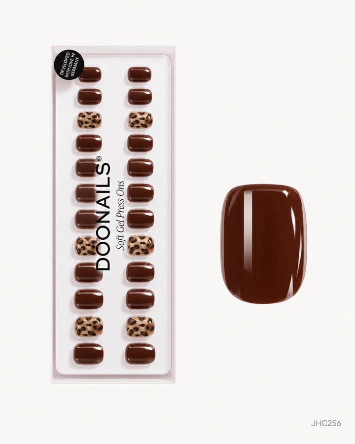 Choklad & leopard – kort fyrkantig – förpackning – JHC256