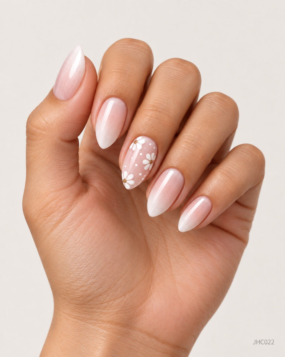 Vit ombré & prästkragar – mellan mandel – JHC022