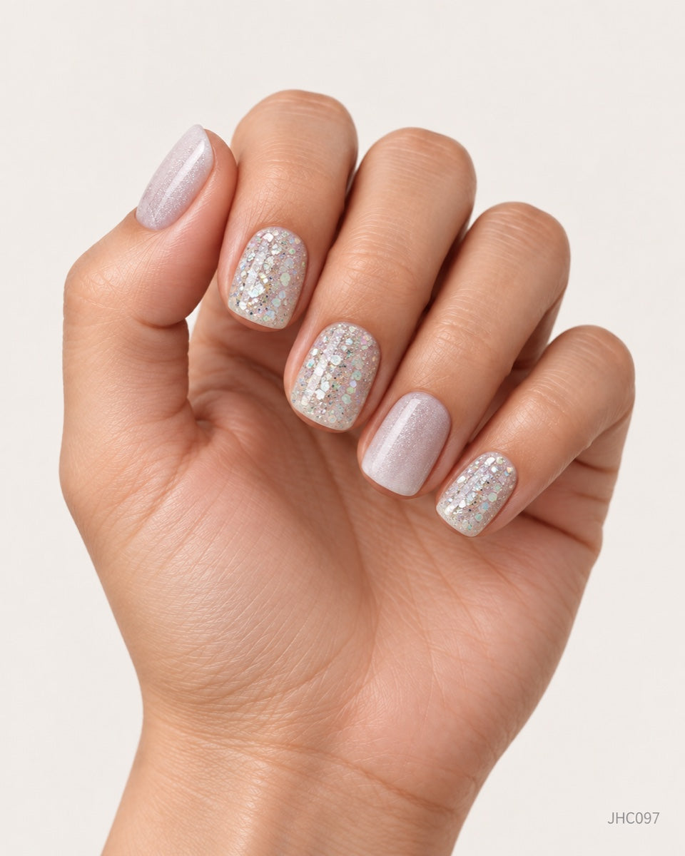 Ljus glittermix – Kort fyrkantig – JHC097