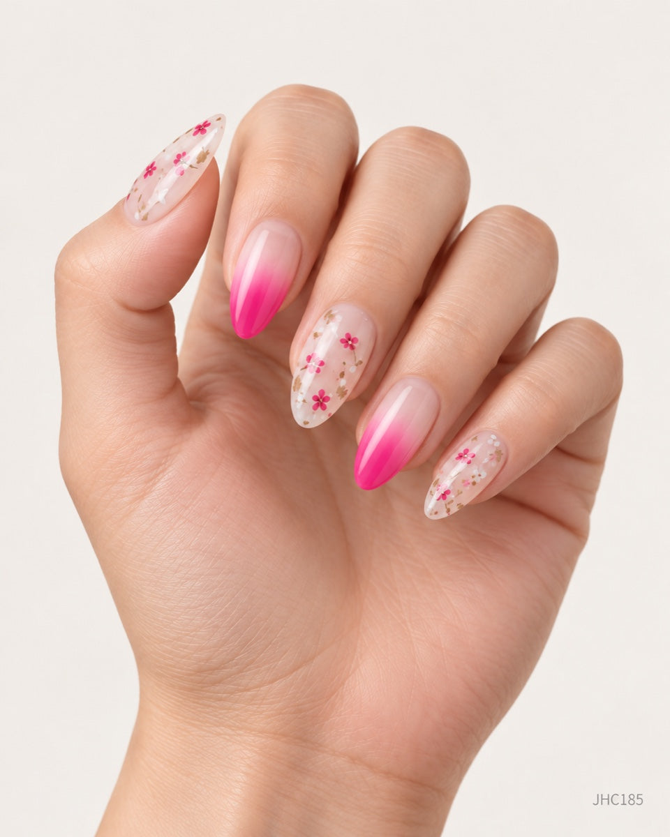 Rosa ombré & blomster – Mellan mandel – JHC185