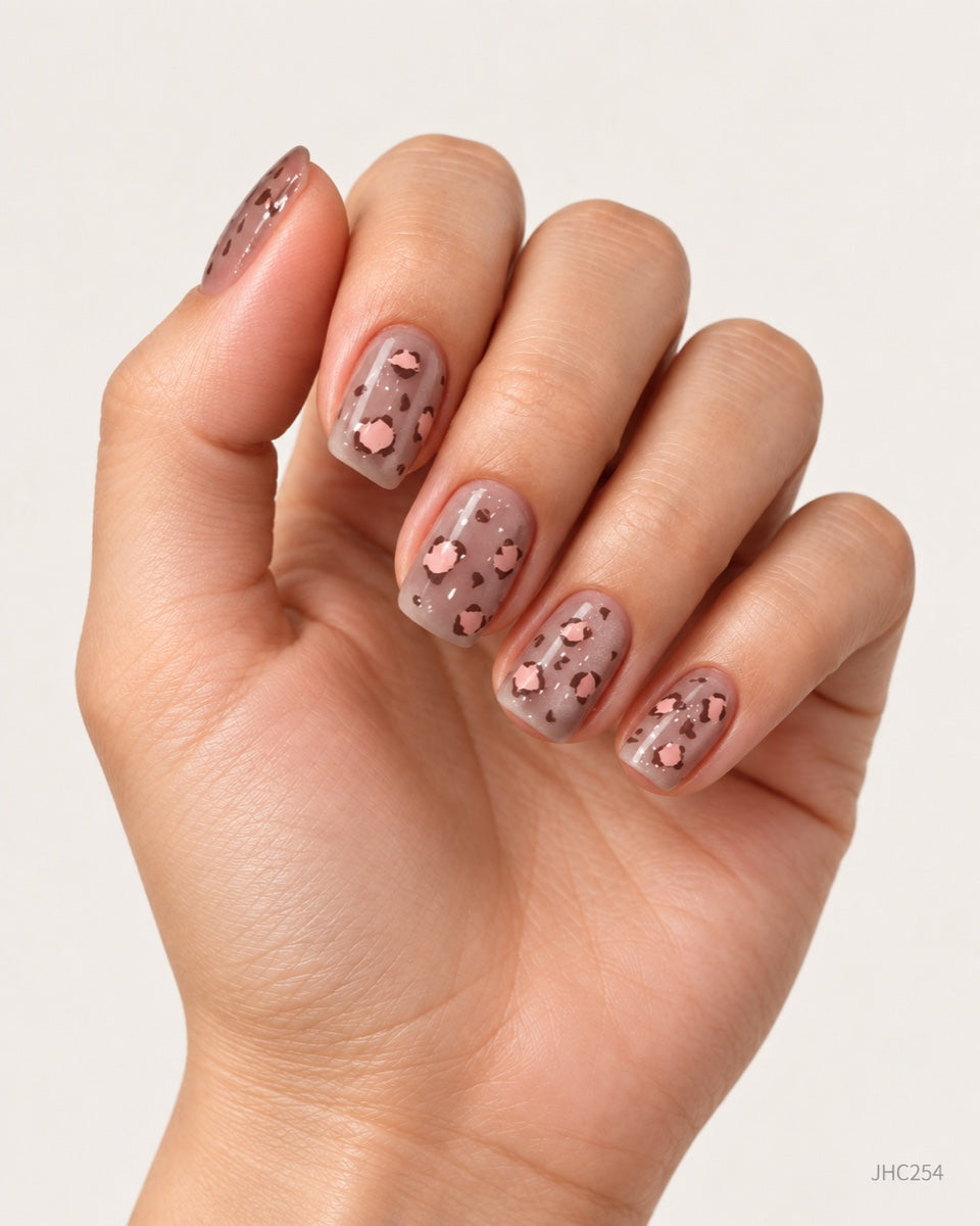 Rosa leopard – Kort fyrkantig – JHC254
