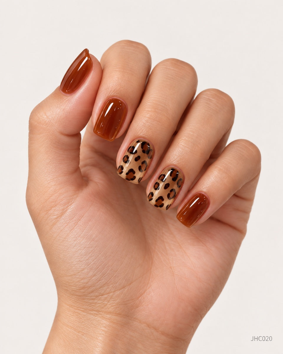 Kastanj & leopard – Kort fyrkantig – JHC255